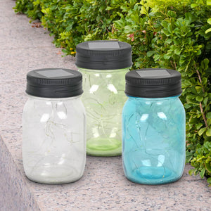 3 Piece Solar Glass Firefly Light Jar Set, 5.5 Inch | Shop Garden Decor by Exhart