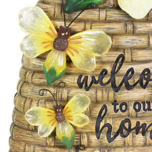 Solar Welcome to our Home Hand Painted Bee Hive Statuary, 15 Inch | Shop Garden Decor by Exhart