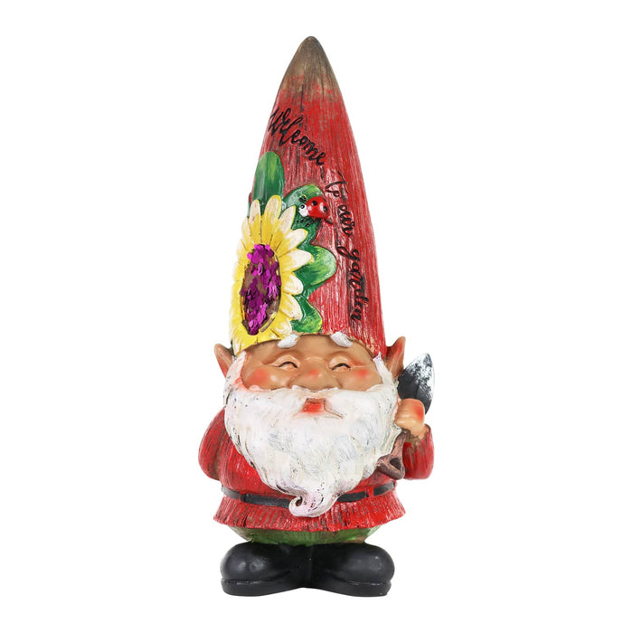 Red Garden Gnome Statue with Trowel, 10 Inch