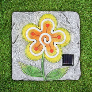 Solar Yellow Flower Stepping Stone, 10 Inch | Shop Garden Decor by Exhart