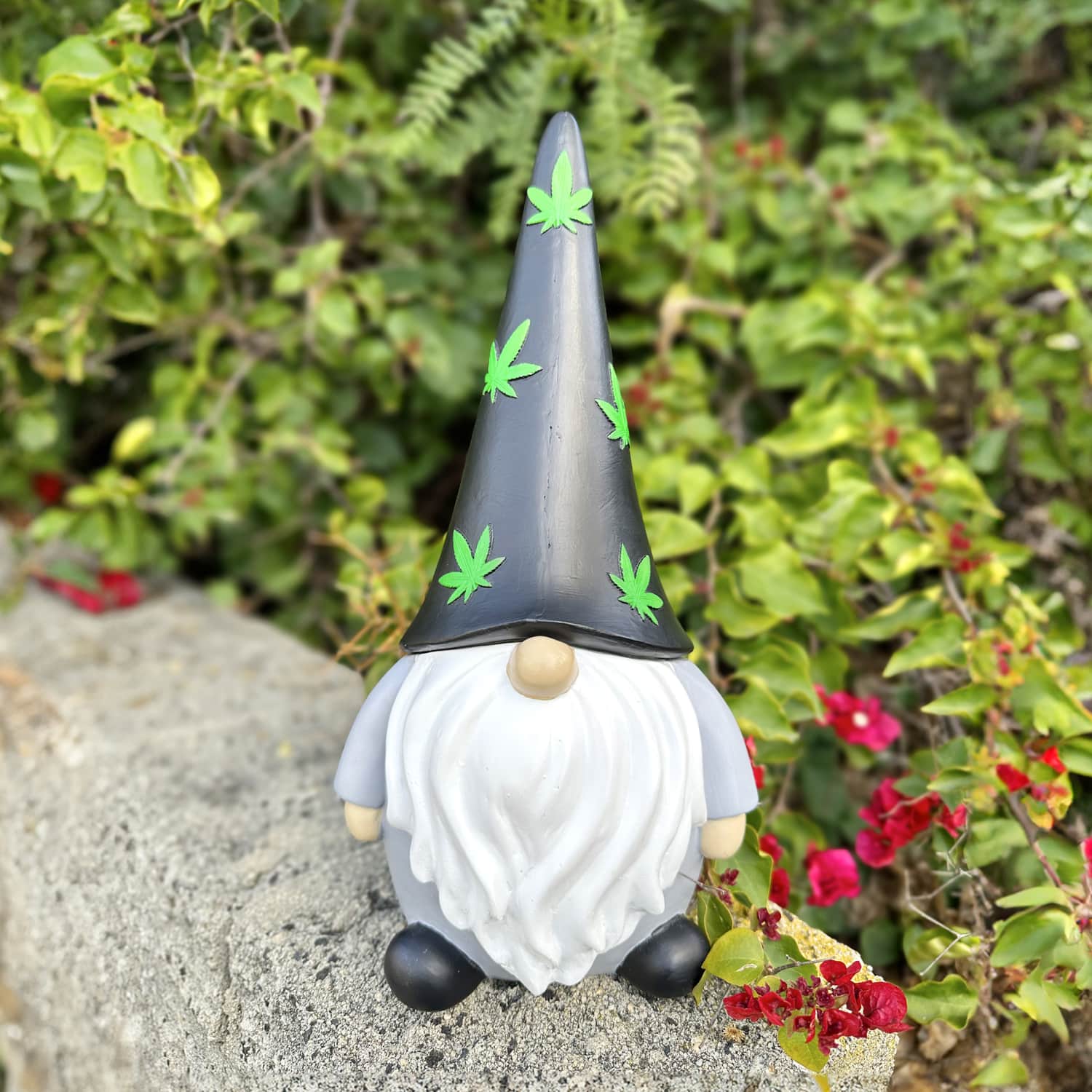 Solar Hand Painted Good Time Marijuana Leaf Hat Garden Gnome Statue, 6 by 12.5 Inches | Shop Garden Decor by Exhart