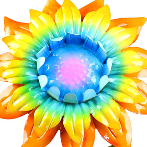 Rainbow Colored Sunflower Bouncing Metal Garden Stake, 11.5 x 5.5 x 40 Inches | Shop Garden Decor by Exhart