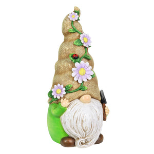 Hand Painted Burlap Hat Garden Gnome Statuary with a Spade, 6 by 10.5 Inches | Shop Garden Decor by Exhart