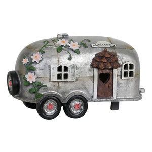 Solar Silver Camping Trailer Garden Statue, 6 Inch | Shop Garden Decor by Exhart