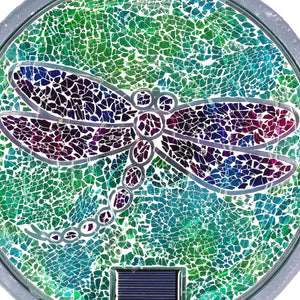 Solar Mosaic Glass Dragonfly in Cement Stepping Stone, 10.5 Inches | Shop Garden Decor by Exhart