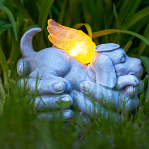Solar Cradled Angel Dog Memorial Garden Statue, 8 by 5 Inches | Shop Garden Decor by Exhart
