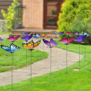 6 Piece 4" WindyWings Butterfly Plant Stake Assortment, 6 x 4.5 x 16 Inches | Shop Garden Decor by Exhart