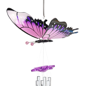 Large WindyWings Butterfly Wind Chime in Purple, 11 by 24 Inches | Shop Garden Decor by Exhart