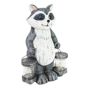 Solar Firefly Jar Raccoon Garden Statuary, 10 Inches tall | Shop Garden Decor by Exhart