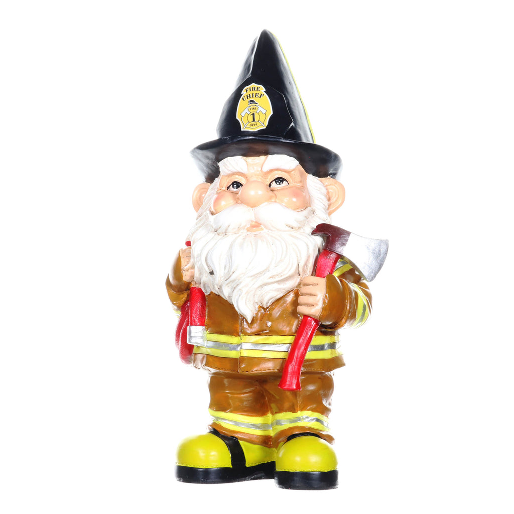 Fireman Fred Gnome Garden Statue, 13.5 Inches tall