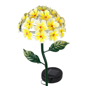 Solar Metal Hydrangea Garden Stake in Yellow with Twenty-Six LED lights, 21 Inch | Shop Garden Decor by Exhart