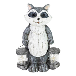 Solar Firefly Jar Raccoon Garden Statuary, 10 Inches tall | Shop Garden Decor by Exhart