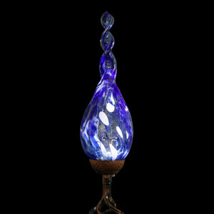 Solar Hand Blown Pearlized Blue Glass Twisted Flame Garden Stake with Finial, 36 Inch | Shop Garden Decor by Exhart