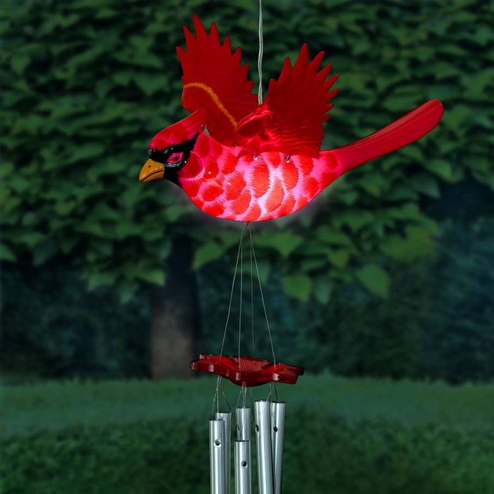 Solar WindyWings Red Cardinal Wind Chime, 10 by 9 Inches