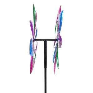 Colorful Pinwheel Double Spinner Garden Stake, 24 by 84 Inches | Shop Garden Decor by Exhart