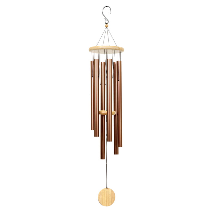 Exhart, Hand Tuned Bronze Metal Chime with Natural Wood Top and Charm,  41 Inch