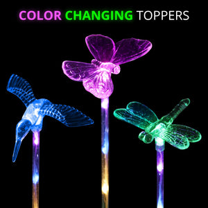 Solar Acrylic Butterfly, Hummingbird and Dragonfly Garden Stake Set of Three, 3 by 25 Inches | Shop Garden Decor by Exhart