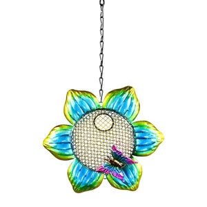 Solar Hanging Metal Mesh Flower Bird Feeder, 9 by 22.5 Inches | Shop Garden Decor by Exhart