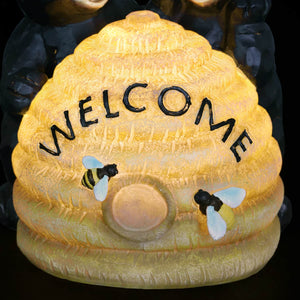 Solar Bears and Welcome Hive Statuary, 7 Inch | Shop Garden Decor by Exhart