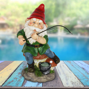 Good Time Fishing Frodo Red Hat Gnome Statue, 11 Inches | Shop Garden Decor by Exhart