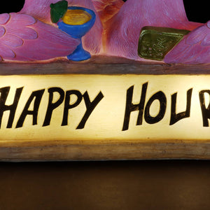Solar Happy Hour Flamingos Sign, 10 Inch | Shop Garden Decor by Exhart