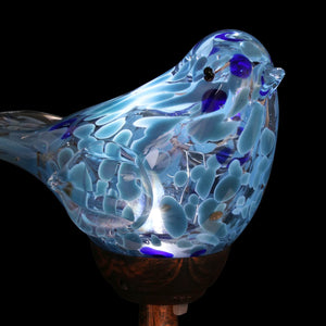 Solar Pearlized Hand Blown Glass Bird Garden Stake in Teal, 6 by 31 Inches | Shop Garden Decor by Exhart