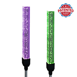 2 Piece Solar Suspended Bubble Acrylic Square Garden Stakes with Color Changing LEDs, 2 by 29.5 Inches | Exhart