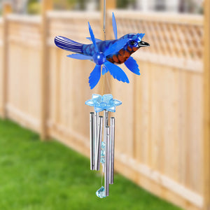Metallic Blue Bird Whirligigs Spinning Windchime, 12 by 24 Inches | Shop Garden Decor by Exhart