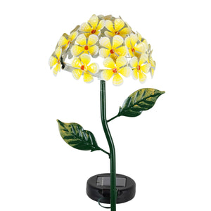 Solar Metal Hydrangea Garden Stake in Yellow with Twenty-Six LED lights, 21 Inch | Shop Garden Decor by Exhart