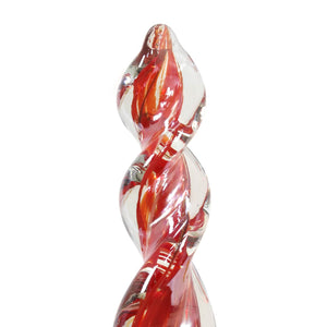 Solar Hand Blown Red Glass Twisted Flame Garden Stake with Metal Finial Detail, 36 Inch | Shop Garden Decor by Exhart