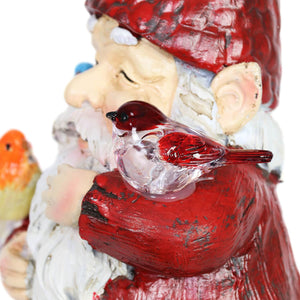 Solar Bird Whispering Waldo Gnome Statue with LED Birds, 11.75 Inch | Shop Garden Decor by Exhart