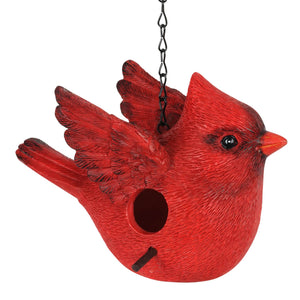 Red Cardinal Hand Painted Bird House, 9 by 6 Inches | Shop Garden Decor by Exhart