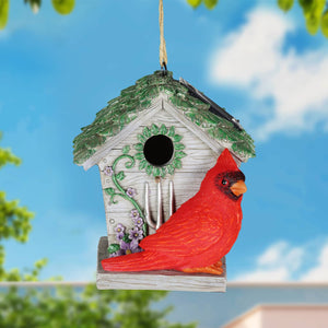 Solar Cardinal Hanging Bird House, 6 by 8 Inches | Shop Garden Decor by Exhart