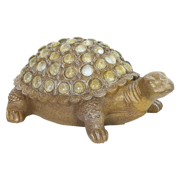 Turtle with Clear Accent Beads Garden Statue, 5 by 12 Inch