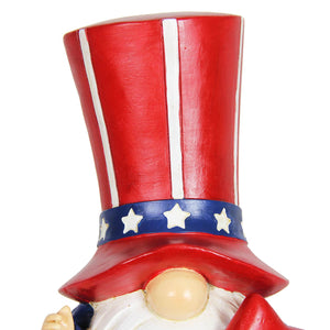 Two Piece Hand Painted Uncle Sam and USA Flag Garden Gnome Statue Set, 6 by 10 Inches | Shop Garden Decor by Exhart