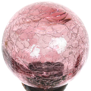 Solar Purple Crackle Glass Ball Garden Stake with Metal Finial Detail, 4 by 31 Inches | Shop Garden Decor by Exhart