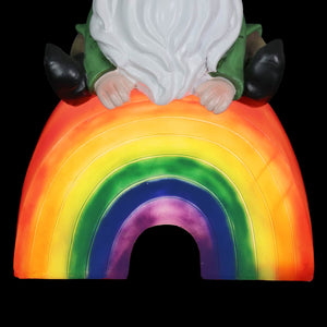 Gnome on a Glowing Rainbow Statuary with Automatic Timer, 7 by 11.5 Inches | Shop Garden Decor by Exhart