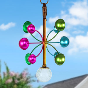 Art-In-Motion Colorful Hanging Metal Cup Spinner with Glass Crackle Ball, 9.5 by 13 Inches | Shop Garden Decor by Exhart