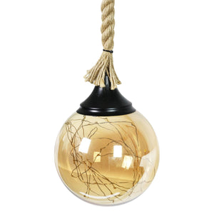 Hanging Golden Glass LED Balls with Timer, Set of Three, 6 by 31 Inches | Shop Garden Decor by Exhart