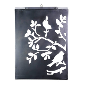 Solar Matte Black Stamped Metal Tree Branch with Birds Wall Art, 12 x 17 Inches | Shop Garden Decor by Exhart