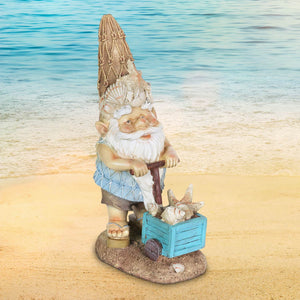 Good Time Beach Bum Gnome with a Box of Seashells Garden Statue, 15 Inch | Shop Garden Decor by Exhart