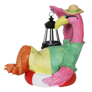 Flamingo Holding a Solar Lantern Garden Statue, 8 by 11 Inches | Shop Garden Decor by Exhart