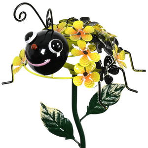 Solar Bumble Bee of Flowers with Twenty-One LED Lights Garden Stake, 8 by 26 Inches | Shop Garden Decor by Exhart