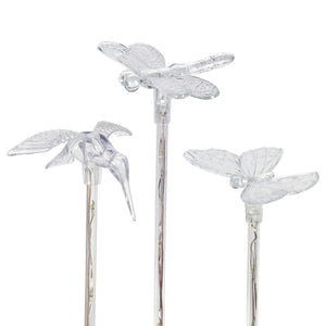 Solar Acrylic Butterfly, Hummingbird and Dragonfly Garden Stake Set of Three, 3 by 25 Inches | Shop Garden Decor by Exhart