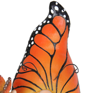 Solar Hand Painted Monarch Butterfly Hat Gnome Garden Statuary, 6 by 9 Inches | Shop Garden Decor by Exhart