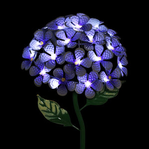 Solar Metal Hydrangea Garden Stake in Purple with Twenty-Six LED Lights, 7 by 21 Inches | Shop Garden Decor by Exhart