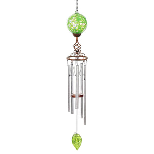 Solar Green Glass Ball Wind Chime with Metal Finial, 5 by 46 Inches | Shop Garden Decor by Exhart