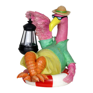 Flamingo Holding a Solar Lantern Garden Statue, 8 by 11 Inches | Shop Garden Decor by Exhart