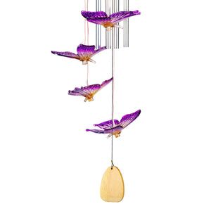 Solar Butterfly Acrylic and Metal Wind Chime with Color Changing LED lights, 5 by 26 Inches | Shop Garden Decor by Exhart