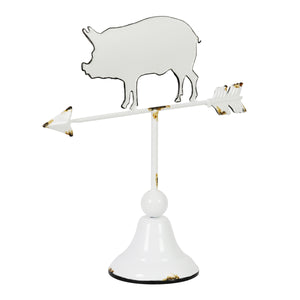 White Metal Pig Tabletop Weather Vane, 15 Inch | Shop Garden Decor by Exhart